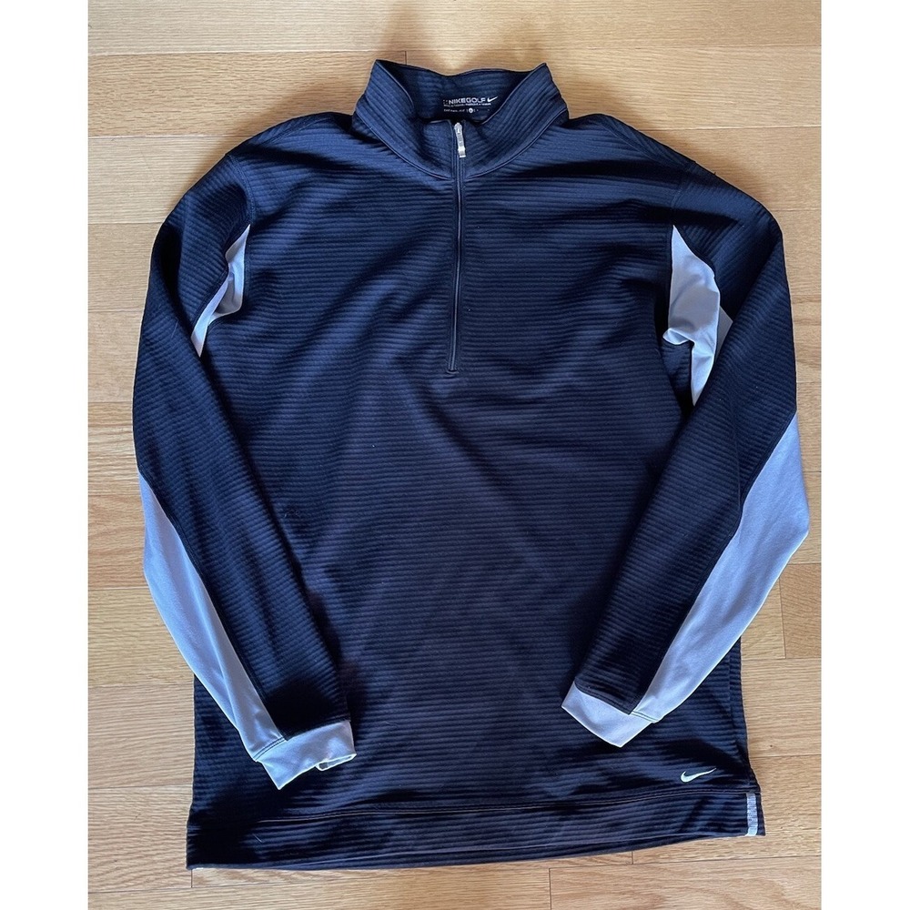 Nike Golf Therma Dri-Fit Half Zip Long Sleeve Pullover Black/ Grey Mens Size L